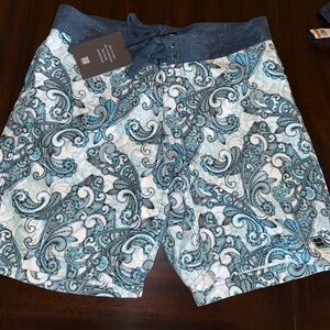 Insight Blue and White Patterned Men's Swim Board Shorts